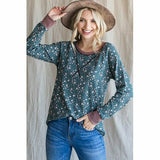 Vanessa Waffle Knit Top in Plus - Teal