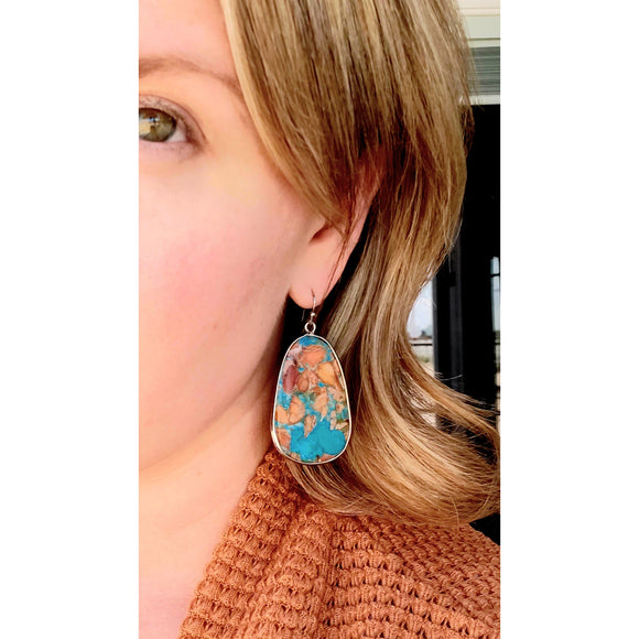 Boho Slab Earrings - Turquoise