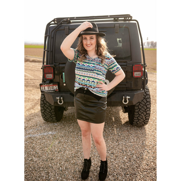 Guitars and Cadillacs Faux Leather Skirt